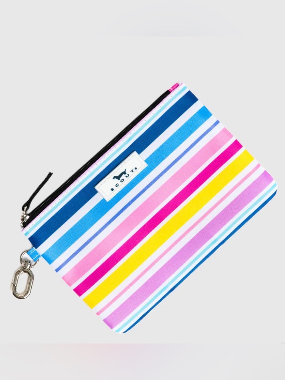 Scout Striped Zip Pouch in Blue, Pink, Yellow & White